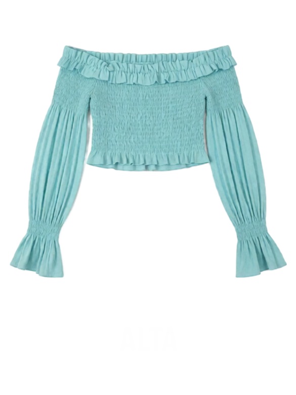 Nwt Olivaceous Aqua Blue Off-The-Shoulder Crop Top